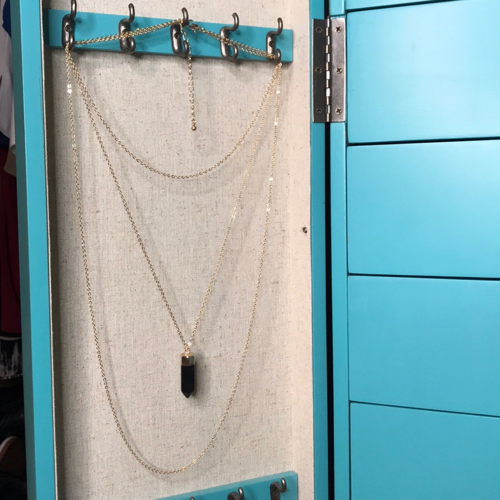 Gold 3 Layer Necklace with Crystal